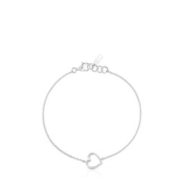 TOUS Sterling Silver Heart Bracelet for Women - 17.5cm - Elegant and Refined - Silueta Collection - Mediano - Sterling Silver 925 - No Gemstone, Sterling Silver, No Gemstone