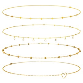 Pack of 4 Body Chain, Rivet Belt Women, Belly Chain, Gold, Adjustable Body Chains, Waist Beads, cooking oil, No Gemstone