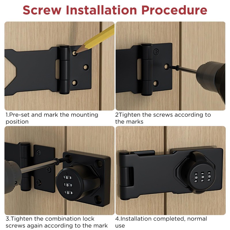 Cabinet Lock Keyless 3-Digit Password Combination Code Hasp Latch Lock