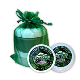 Snowy Summit Devil's Club Foot Care Duo - All-Natural Foot Scrub & Foot Cream Set - Hydrating Foot Care Solution with Refreshing Scent & Handcrafted, Alaskan-Made Ingredients