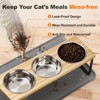 Elevated Cat Food Bowls with Mat Whisker Friendly, 15°Tilted Raised