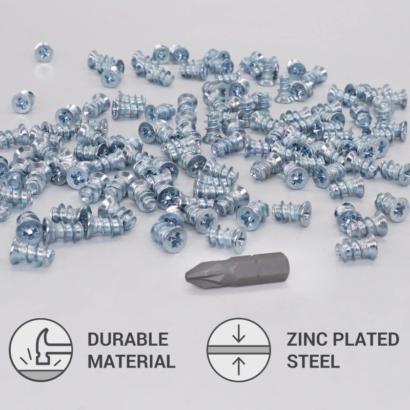 SKIR'CO (100 pcs) Zinc Plated Euro Screws 6.0 x 9.5
