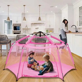Alvantor Pop Up Kids Playpen Indoor Outdoor Baby Toddlers Play Yard Foldable Portable - Pink