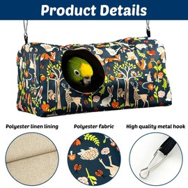 MiOYOOW Bird Nest Bed, Breathable Cockatiel Snuggle Hanging Hut Summer Parrot Hanging Hammock for Parakeet Budgies Parrot Lovebird
