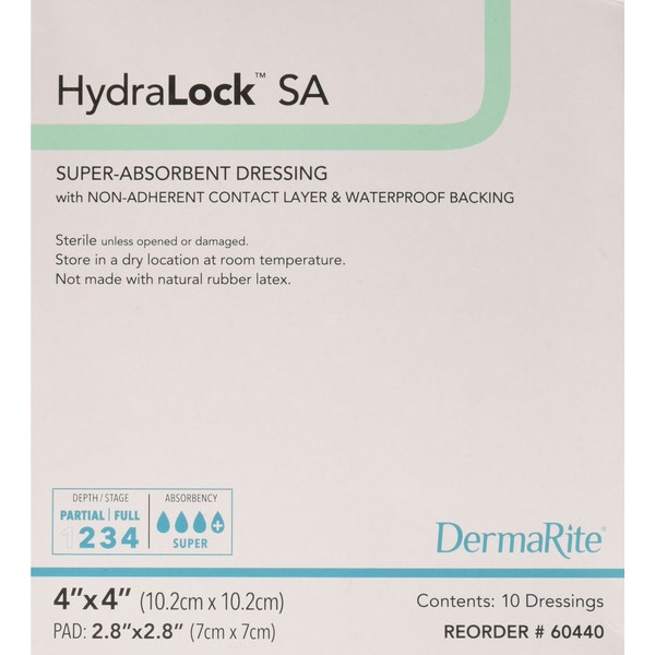 DermaRite Hydralock SA Super Absorbent Dressing with Non-Adherent Contact Layer