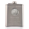 Mens 21st Birthday Stainless Steel Engraved Hip Flask with Solid