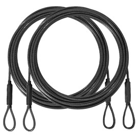 3.3mm (1/8 Inch) Outdoor Travel Stainless Steel Security Cable-4ft Luggage Lock Safety Wire Flexible Steel Wire Rope with Double Loop Safety for Luggage, Bike, Lock(Balck*2, 4ft-(2Pack)