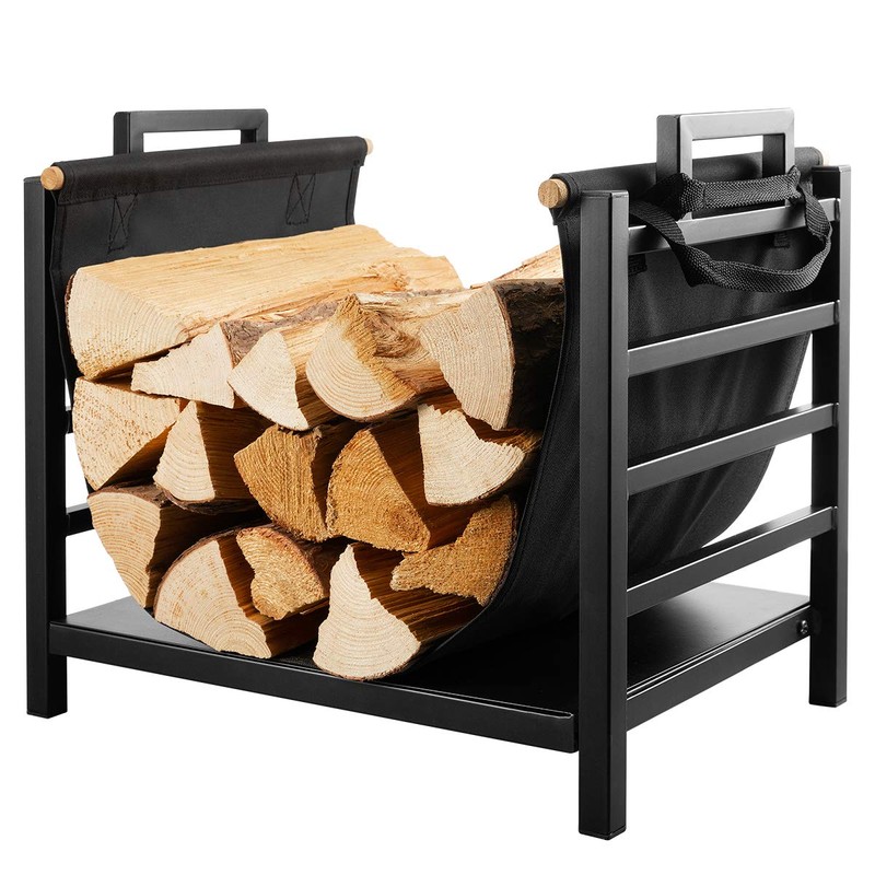 DOEWORKS Indoor Firewood Rack 18 Inch Fireplace Log Holder with