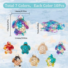 SUNNYCLUE 1 Box 70Pcs 7 Colors Turtle Beads Bulk Sea Turtle Bead Charms Synthetic Turquoise Ocean Animal Tortoise Loose Spacer Beads for DIY Crafts jewellery Necklace Bracelet Making Bead Assortments