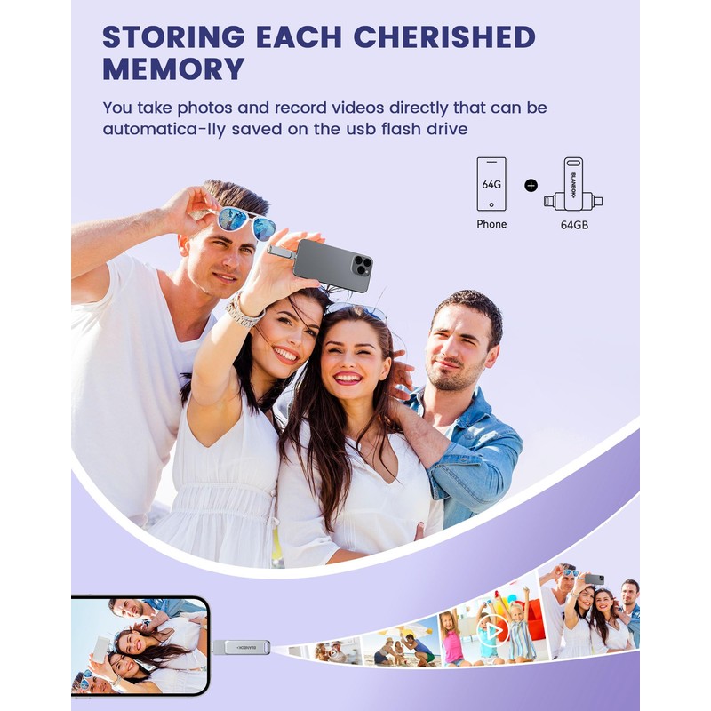 BLANBOK+ USB C Flash Drive 64GB USB Storage Stick