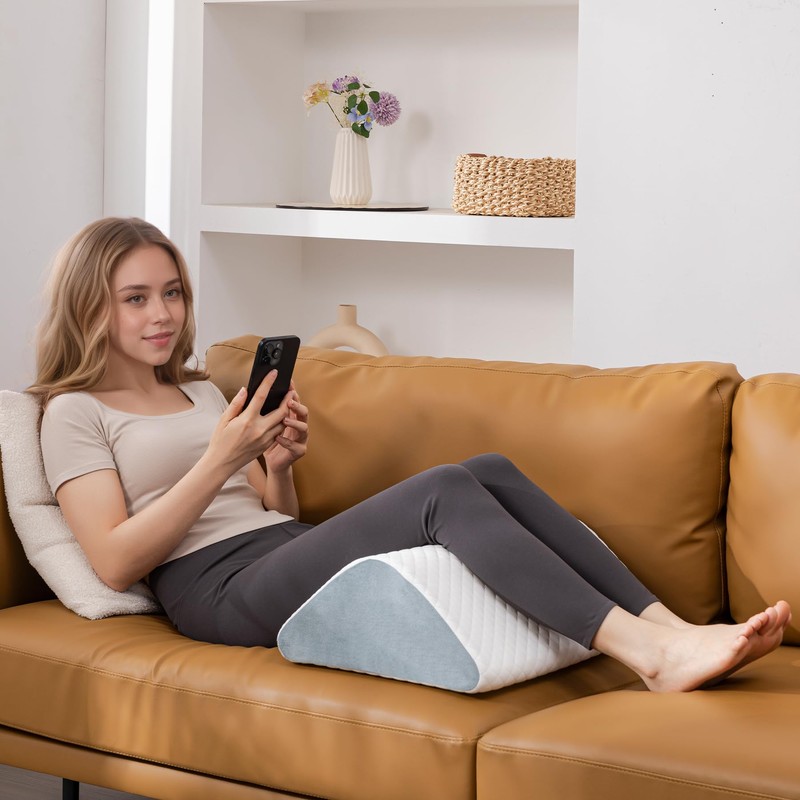 Knee Wedge Pillow 6.3'' for Post-Surgery Recovery-Leg Elevation Support for