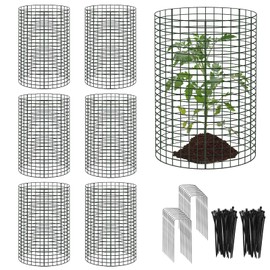 6 Pack 18'' x 12'' Large Wire Plant Protector from Animals, 18 Pcs Metal Plant Cage Chicken Wire Cloche with Ground Stakes and Nylon Tie to Keep Animals Out, Garden Protection Bunny Barricade