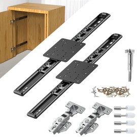 Pisman Pocket Door Slides 14 inch 2 PCS and Pocket Door Hardware for Inset and Cabinet Door, Disappearing and Hidden The Slides and The Hinges.