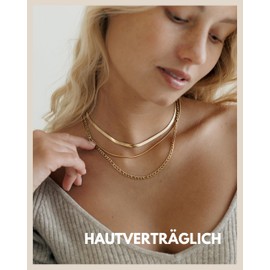 GD GOOD.designs 3 Piece Stainless Steel Chain Women's – Waterproof Chain Set in 18K Gold, Rose Gold or Silver | Layering Chain - Snake Chain (2 mm, 4 mm), Figaro Chain (4 mm), Stainless Steel