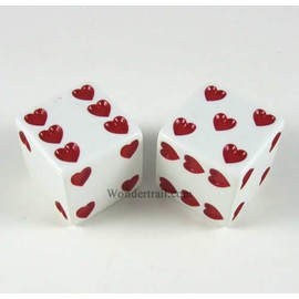 Koplow Games White Sweetheart Dice d6 25mm 2ea