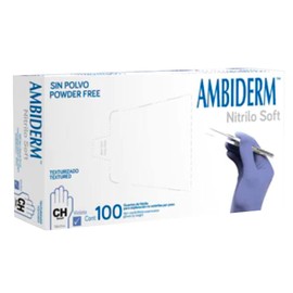 AMBIDERM Guante de Nitrilo Soft Violeta talla S chico No Esteril para exploracion caja c/100 Talla chico