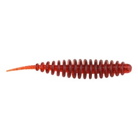 Trout Master Worm Flexible UV-Active Trout Bait with Garlic Flavour, Durable Rubber Bait, Fishing Accessories, Trout Bait, Rubber Fish, Bass Bait, Fishing (Red Oil)