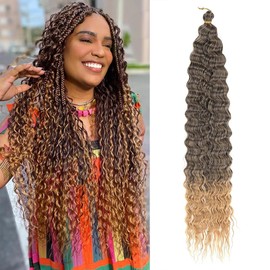 30 Inch Long Deep Wave Synthetic Crochet Hair T27 Ocean Crochet Hair Extensions 5 Packs Boho Box Braids Crochet Hair For Women Ocean Wave Hair
