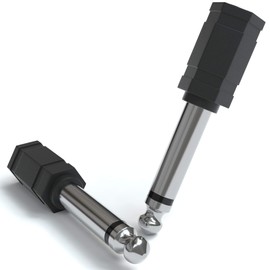 JAMEGA 3.5 mm Jack to 6.35 mm Mono Aux Jack Plug Set of 2 | 6.35 mm Male to 3.5 mm TS Socket Mono Adapter Instrument Adapter for Bass Amplifier, Guitar, Headphones, Speakers