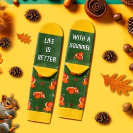 Zmart Funny Socks Squirrel Gifts for Squirrel Lovers, Fun Squirrel Socks Stocking Stuffers for Mom and Dad Women Men