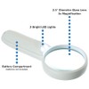 Illuminated 2.5" Diameter Handheld Magnifying Glass with 2 LEDs, 3X