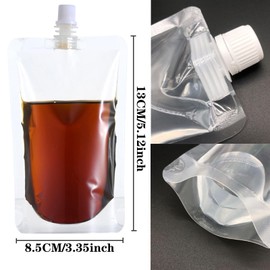 120 Pcs Plastic Flasks,3.5 Oz Drink Reusable Plastic Pouches Leak-Proof Juice Pouches Bags with 4 Funnels for Travel Outdoor Sports, Concerts, Events