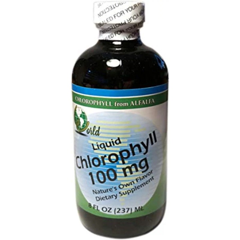 alfalfa World Organic 100mg Liquid Chlorophyll 8 Fl oz, Pack