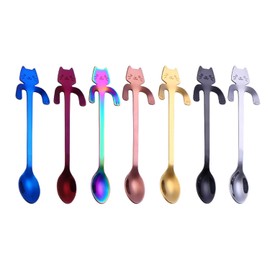 7 Pieces Cat Shape Spoon, Cola Spoon, Coffee Spoon, Teaspoon, Cat Spoon, Novelty Teaspoon, Latte Spoon, Novelty Spoon, Cute Cat Gift