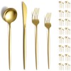 Evanda Gold Silverware Set 64 Piece Service for 16, Titanium