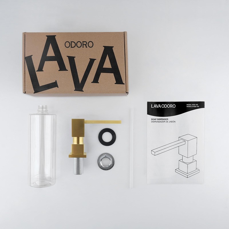 Lava Odoro Soap Dispenser for Kitchen Sink, Gold Sink Soap