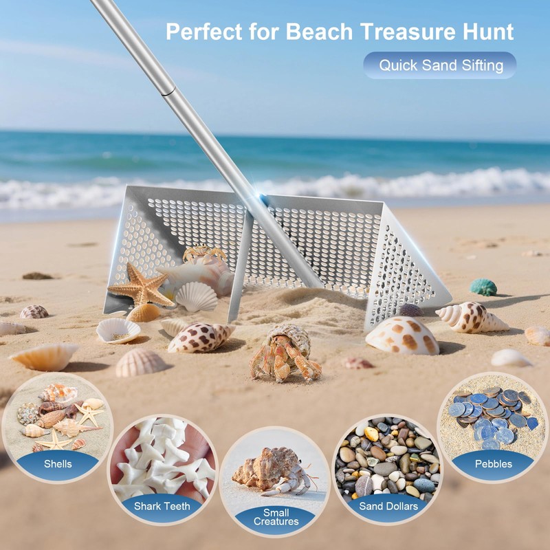 Sand Fleas Rake 52" Heavy Duty Beach Rake with Large