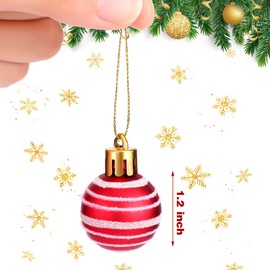 Set of 50 Christmas Tree Ornaments 1.2 Inch Mini Ball Christmas Ornaments White Red Christmas Balls Miniature Christmas Tree Ornaments Xmas Decorative Hanging Ornaments for Small Trees Home Decor