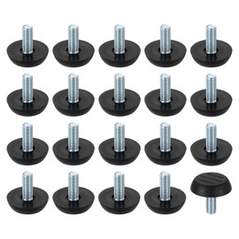 sourcing map 24Pcs M6 Thread Furniture Feet Levelers, 23x15mm Adjustable Leveling Table Feet, Screw on Furniture Glide Leveling for Chair Stool Legs, Black