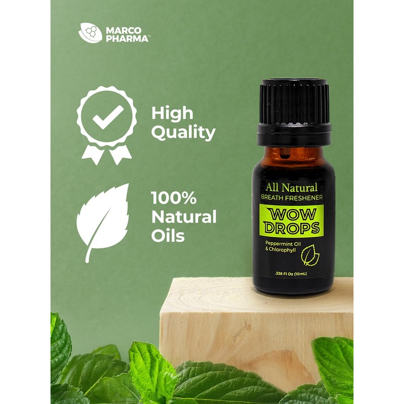 WOW Drops Pure Peppermint Essential Oil- .34 OZ Travel Size,