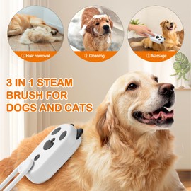 Pet Steam Brush for Dog & Cat,3-in-1 Spray Hair Removal Comb,Pet Steam Groomer Comb,Water Brush for Long & Short Haired Pets,Massage, Cleaning, Multifunctional Hair Removal Comb for Cats Dogs (White)