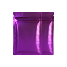 QQ Studio 100 Double-Sided Metallic Color Foil QuickQlick™ Resealable Flat Packaging Pouch Bags (Matte Purple, 3" x 4")