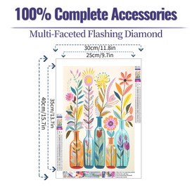 JATOK 5D Diamond Painting Kits for Adults, Flower Diamond Art Kits Full Round Drill Crystal Rhinestone Crafts, DIY Gem Art Picture for Gift Home Wall Decor 30x40cm/12x16in