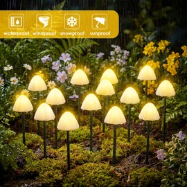 Mushroom Solar Lights for Garden Outdoor 50LED 23FT Solar Powered Garden String Lights Waterproof 8 Lighting Modes Decorative for Outside Pathway Yard Patio Lawn Mushroom Decoration