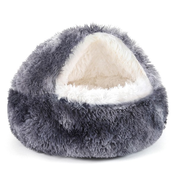 NOYAL Round Hooded Donut Dog Bed for Small & Medium
