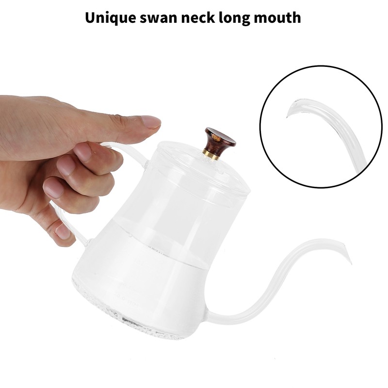Glass Coffee Pot Swan Neck Thin Mouth Kettle HandMade Coffee
