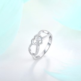 Starchenie Infinity Heart Ring 925 Sterling Silver Love Knot Ring Promise Ring for Women