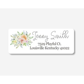 60ct - Floral Return Address Stickers/Labels, Baby Shower or First Communion Invitation Address Labels (#633-009-WH)