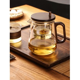 Glass Teapot with Removable Infuser, Loose Leaf Tea Brewing (Half circle shaped handle)