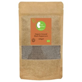Organic Ground Black Peppercorns - Certified Organic - by Busy Beans Organic (100g)