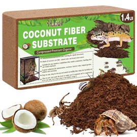 Halatool 1.4LB Coconut Fiber Substrate for Reptile Bedding, Natural Coconut Husk Substrate for Snake Tarantula Enclosure Tortoises Habitat Spider Leopard Gecko Tank, Fill 2.1 Gallon Terrarium
