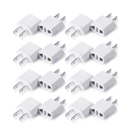 Bates- European to US Plug Adapter, 20 Pack, EU to US Plug Adapter, Europe to US Plug Adapter, Plug Adapter Europe to USA, European to American Plug Adapter, UK to US Plug Adapter