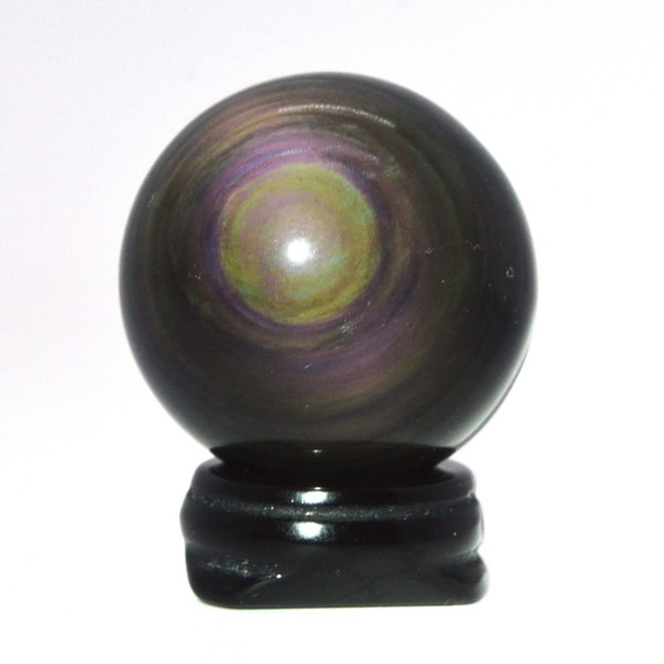 Justinstones Natural Gemstone Sphere Rainbow Obsidian Crystal Healing Chakra Meditation Home Office Decor Stone