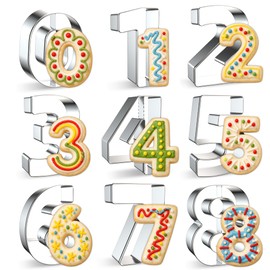 GeekLeaf 9PCS Number Cookie Cutters Set, Numbers 0-8(6 Reverses to 9), 3 Inch