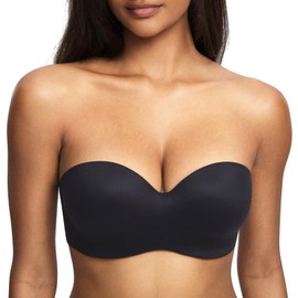 DOBREVA Women's Strapless Lightly Lined Underwire Bra Padded Seamless Stay Put Convertible for Big Bust Black(32b-32c, 34aa-34c, 36c Order one Size up) 38C