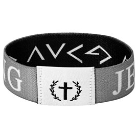 Flongo WWJD Armband mit NFC-Chip für Herren: Täglicher Bibelvers kreuz Armband Elastisches Christliches Verstellbar Armkette für Männer und Frauen Jesus Religiöses Geschenk für Christian